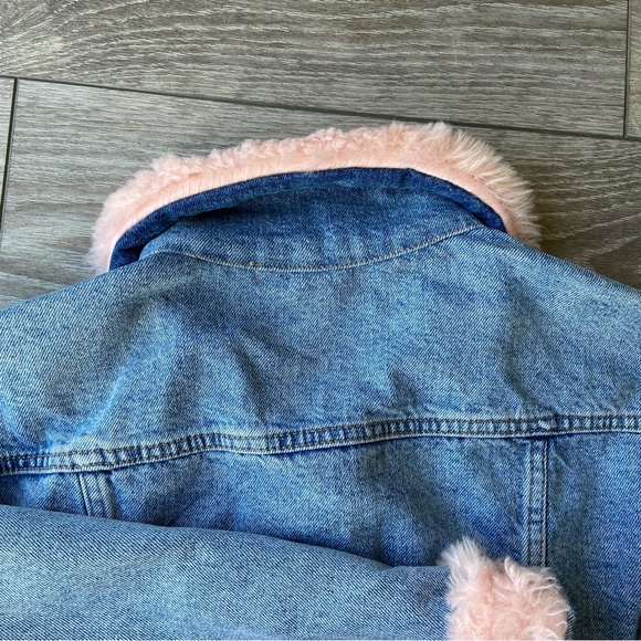 Topshop MOTO Faux Fur Denim Jacket - Picture 8 of 16